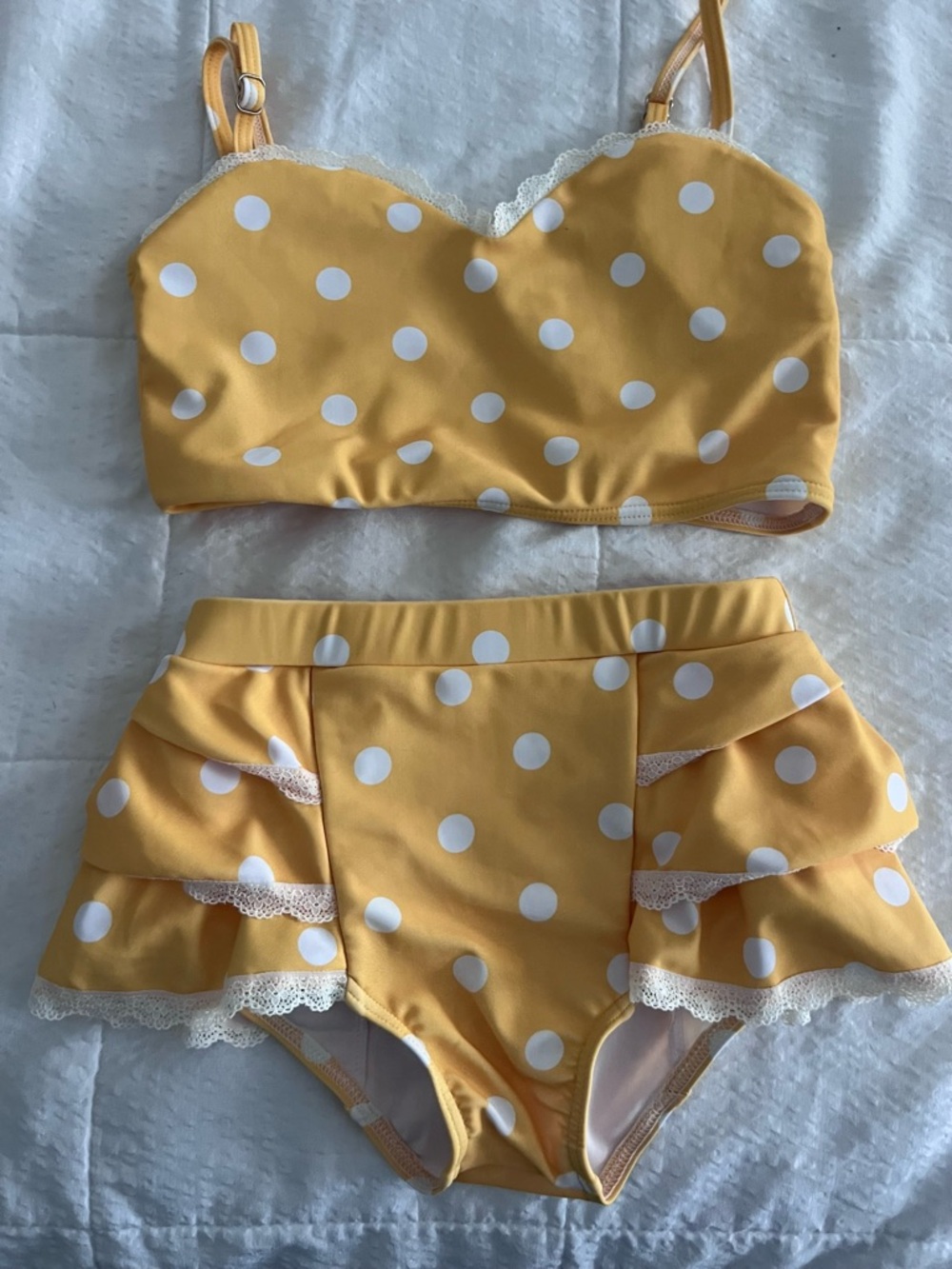 Yellow Polka Dot Two-Piece Bikini Set